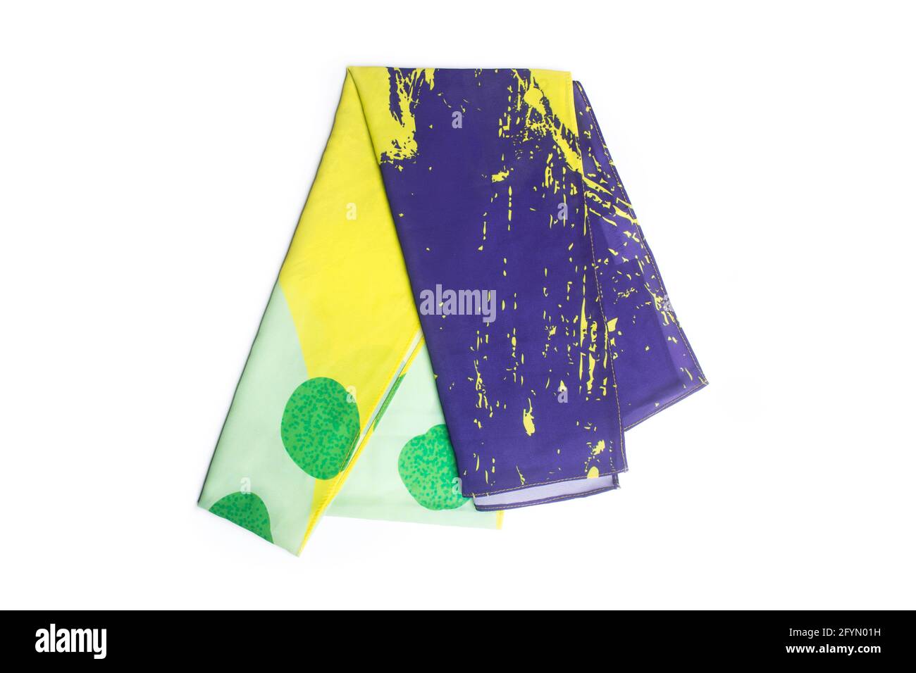 Silk colored handkerchief on a white background Stock Photo