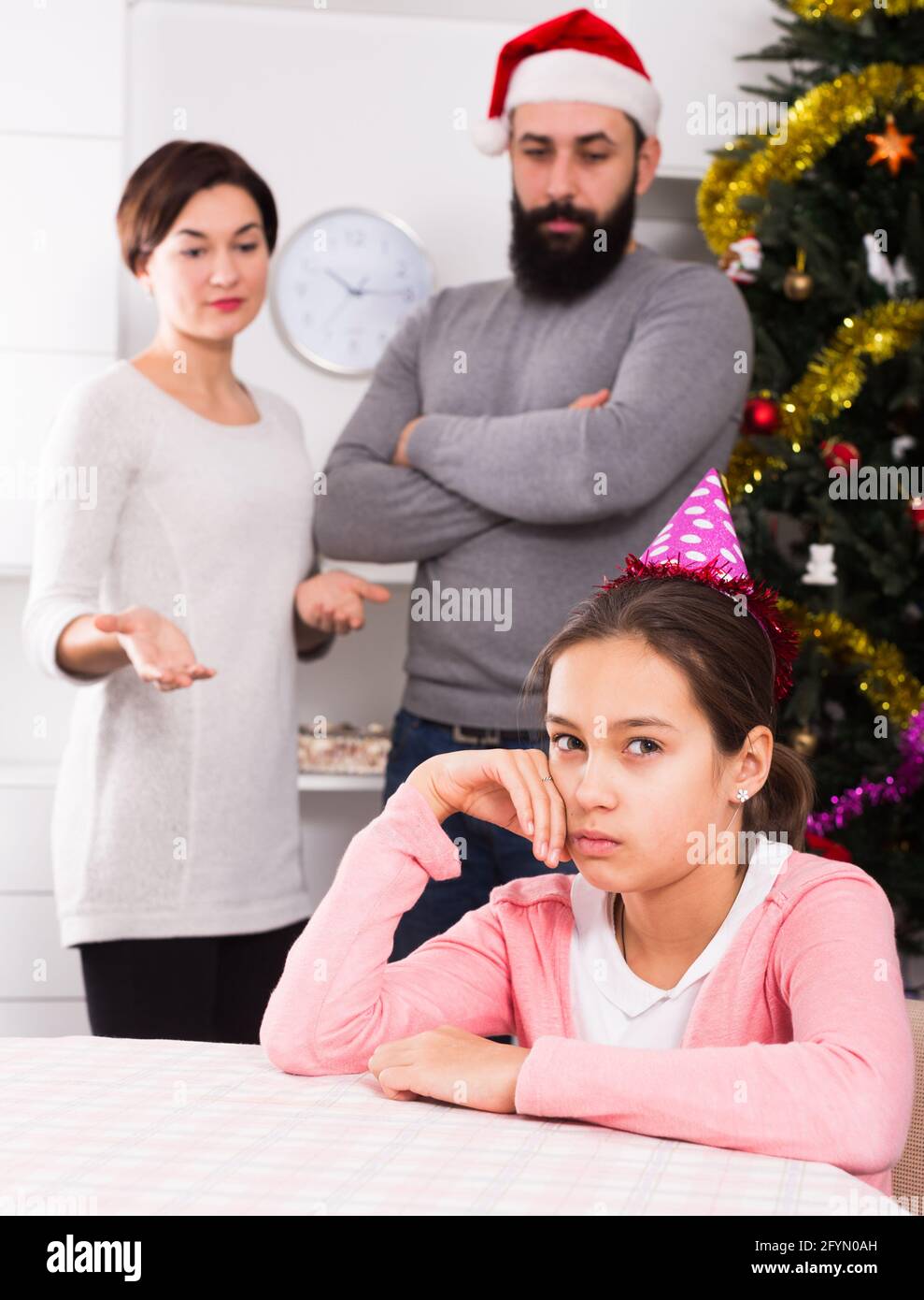 Mother and daughter arguing christmas hires stock photography and