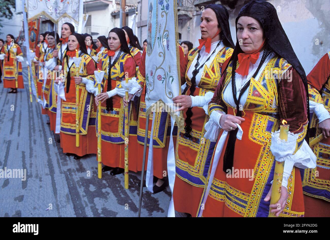 Desulo Italy, Sardinia, village of Desulo, procession of Corpus Domini Stock ...