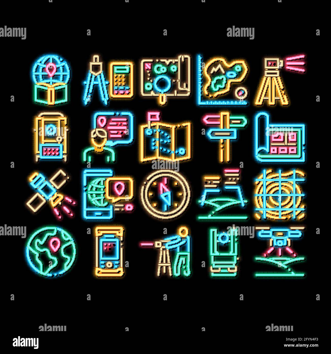 Topography Research neon glow icon illustration Stock Vector Image ...