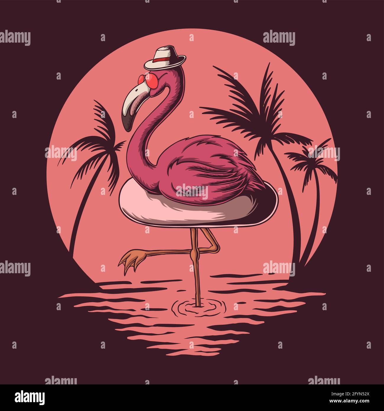 Flamingo summer vibes vector illustration Stock Vector