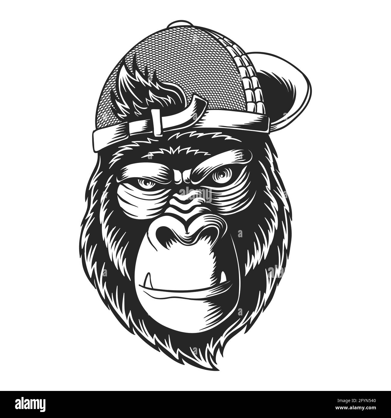 Gorilla wearing a hat vector illustration Stock Vector Image & Art Alamy