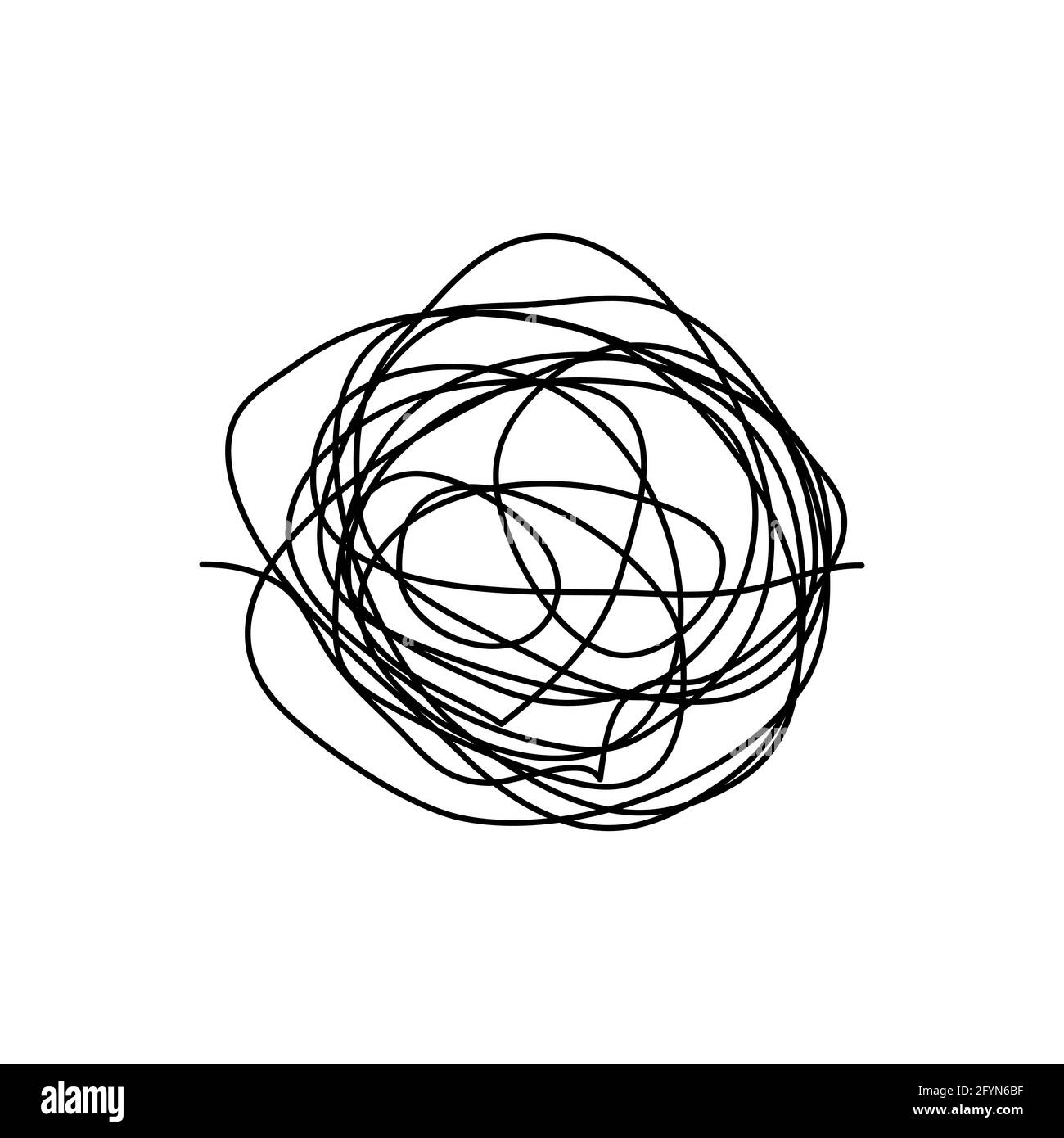 Hand drawn scrawl symbol. Chaotic doodle line sketch circle. Vector illustration Stock Vector