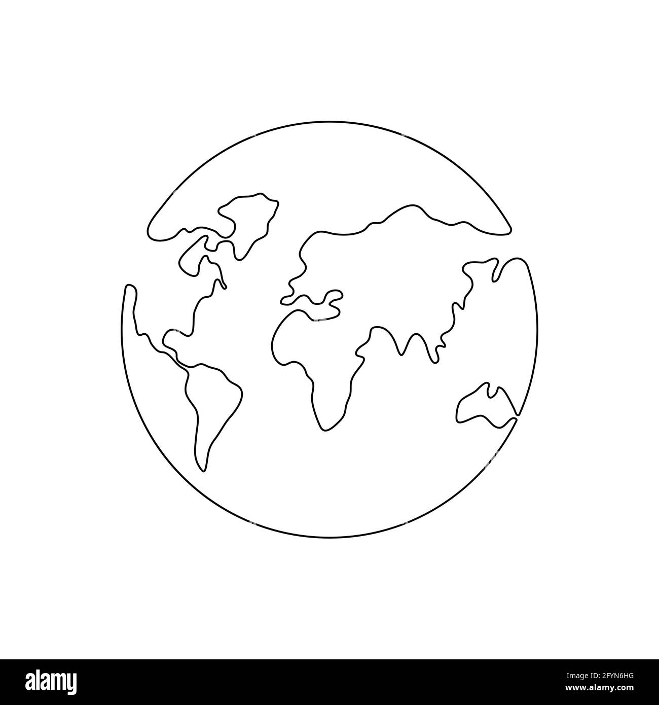 Continuous Earth line drawing symbol. World map one line art. Earth globe  hand drawn insignia Stock Vector Image & Art - Alamy