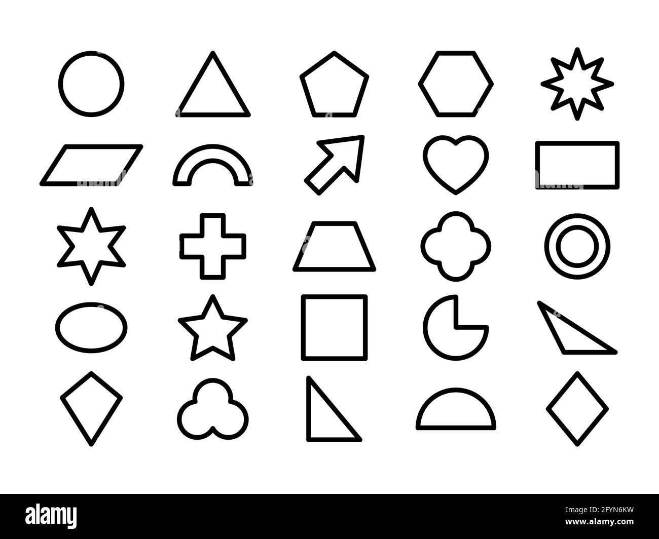 Set of basic geometric shapes black image Vector Image