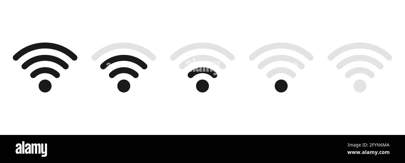 Wi-fi icon set. Wireless technology collection. Wifi pictogram group. Vector isolated on white background Stock Vector