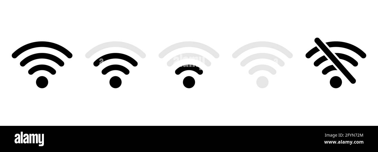 Wi-fi icon set. Wireless technology collection. Wifi pictogram group. Vector isolated on white background Stock Vector