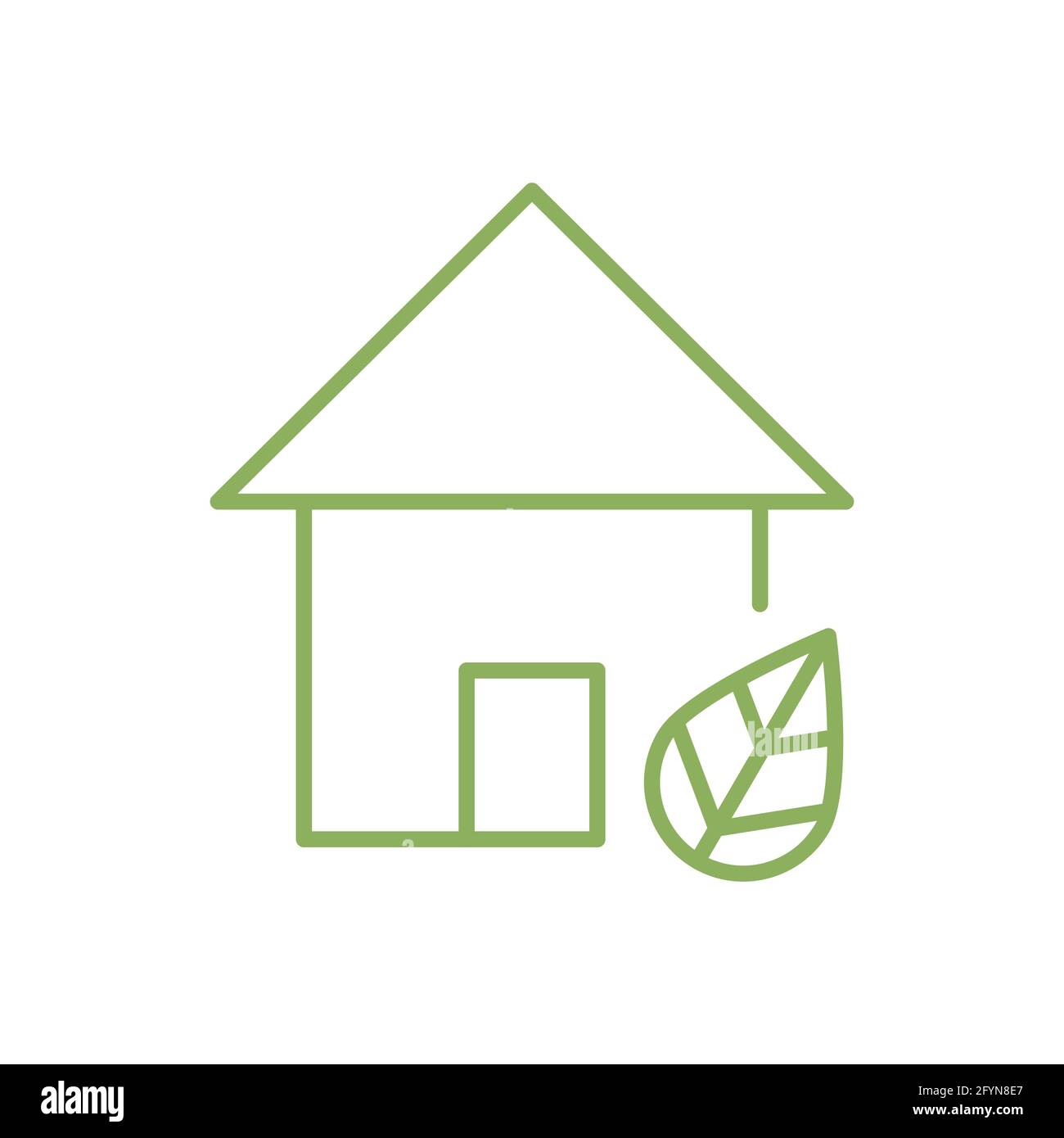 Eco green house icon. Real estate line symbol. Bio home concept. Stock Vector