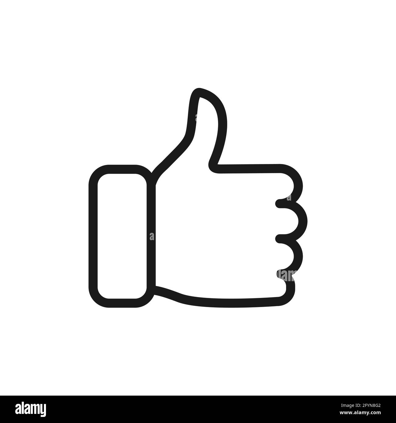 Thumb up icon. Like line sign. Deal and agree outline symbol. Arm gesture. Vector isolated on the white background Stock Vector