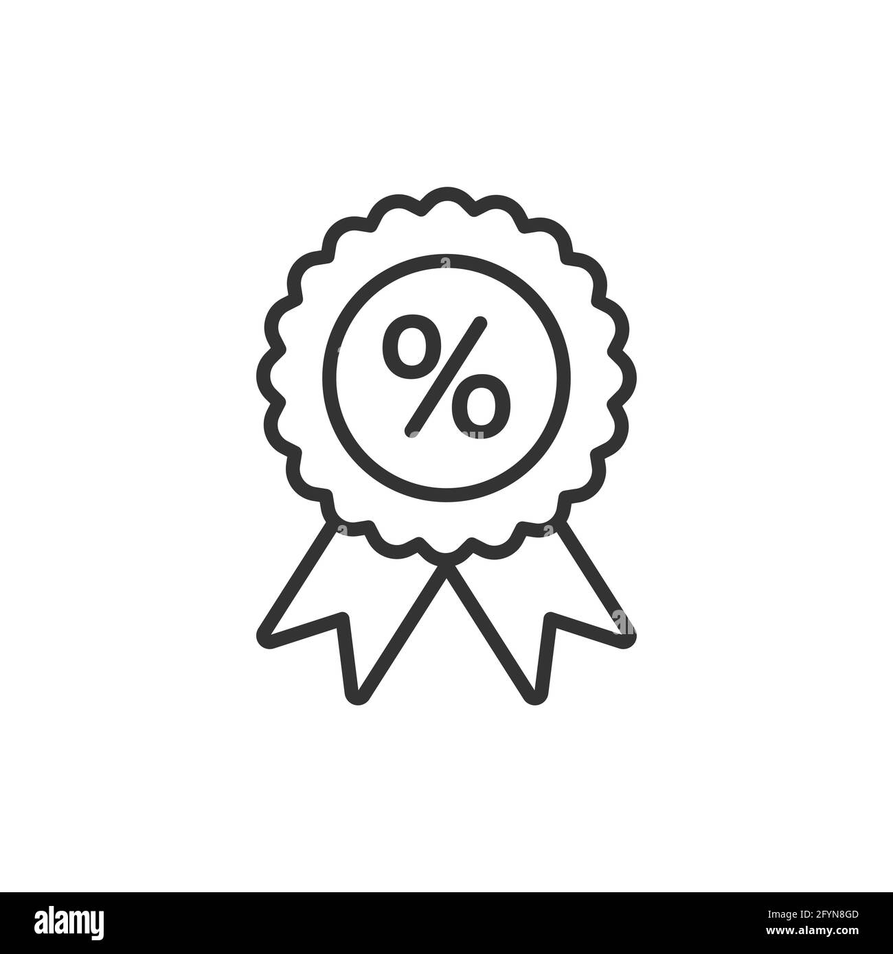 Best price line icon. Business percent badge with ribbons. Low price sign. Discount label. Special offer outline symbol. Stock Vector
