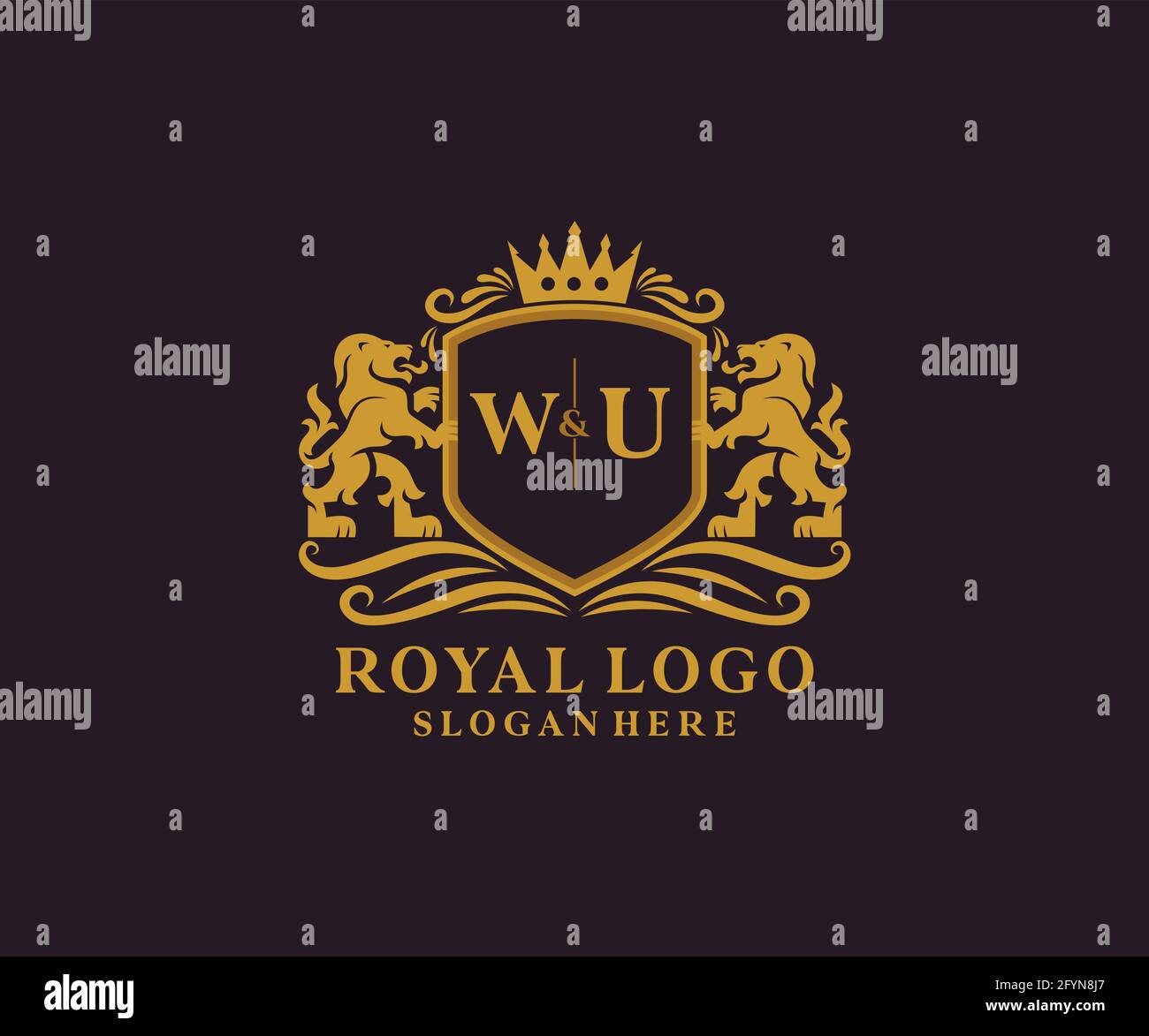 WU Letter Lion Royal Luxury Logo template in vector art for Restaurant ...