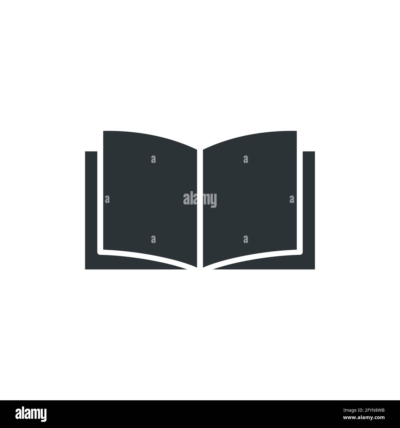 Book icon. Open pages. Education symbol. Book black silhouette. Reading concept. Vector illustration Stock Vector