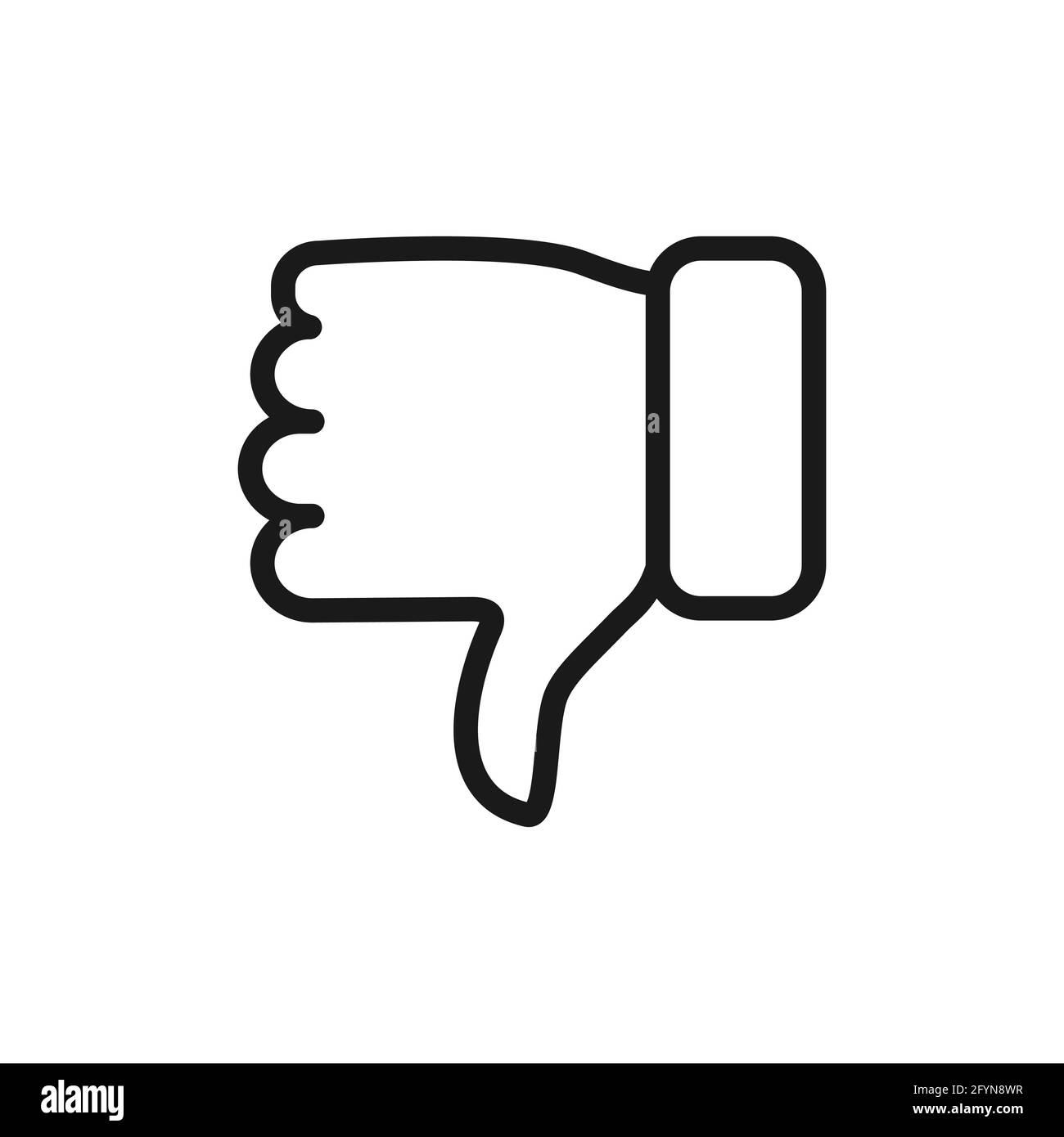 Thumb down icon. Hate and disagree outline symbol. Disapproval arm line gesture. Vector isolated on white background Stock Vector