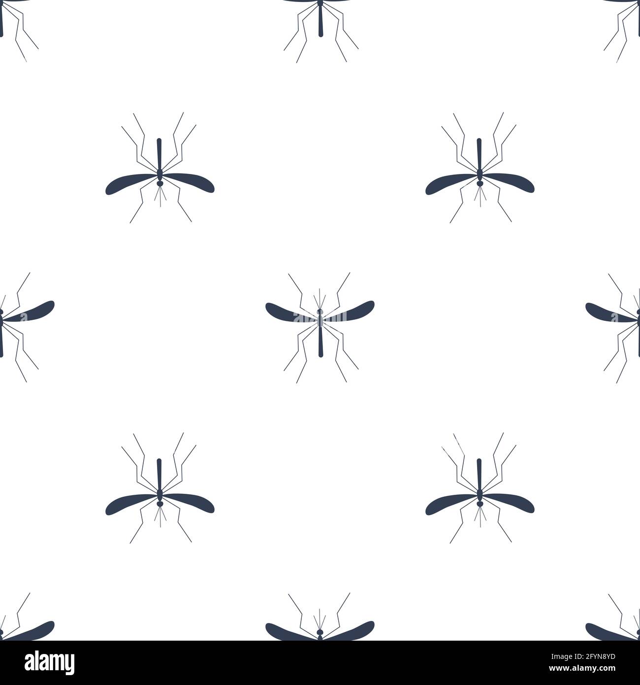 Mosquitoes seamless pattern white background. Bloodsucker symbol. Zika virus malaria alert vector Stock Vector