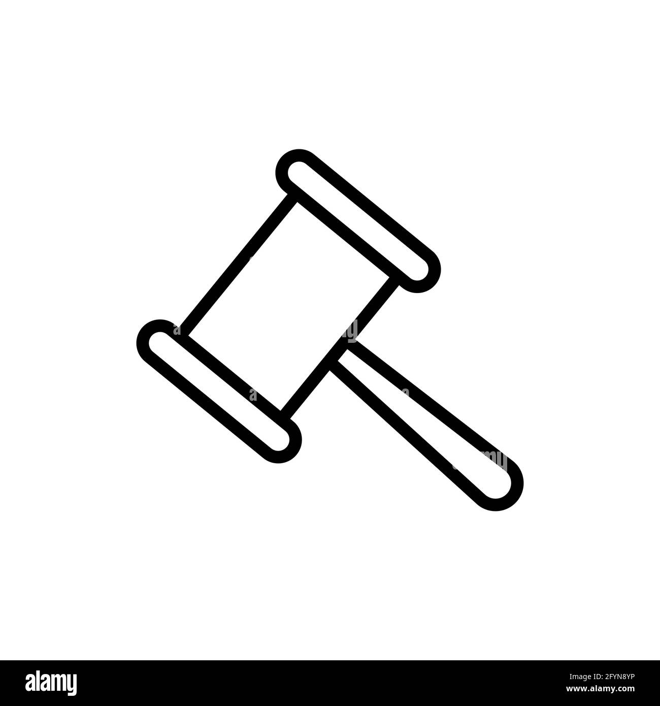 Hammer justice line icon. Law symbol. Court gavel linear illustration. Judge gavel sign. Vector isolated on white. Stock Vector