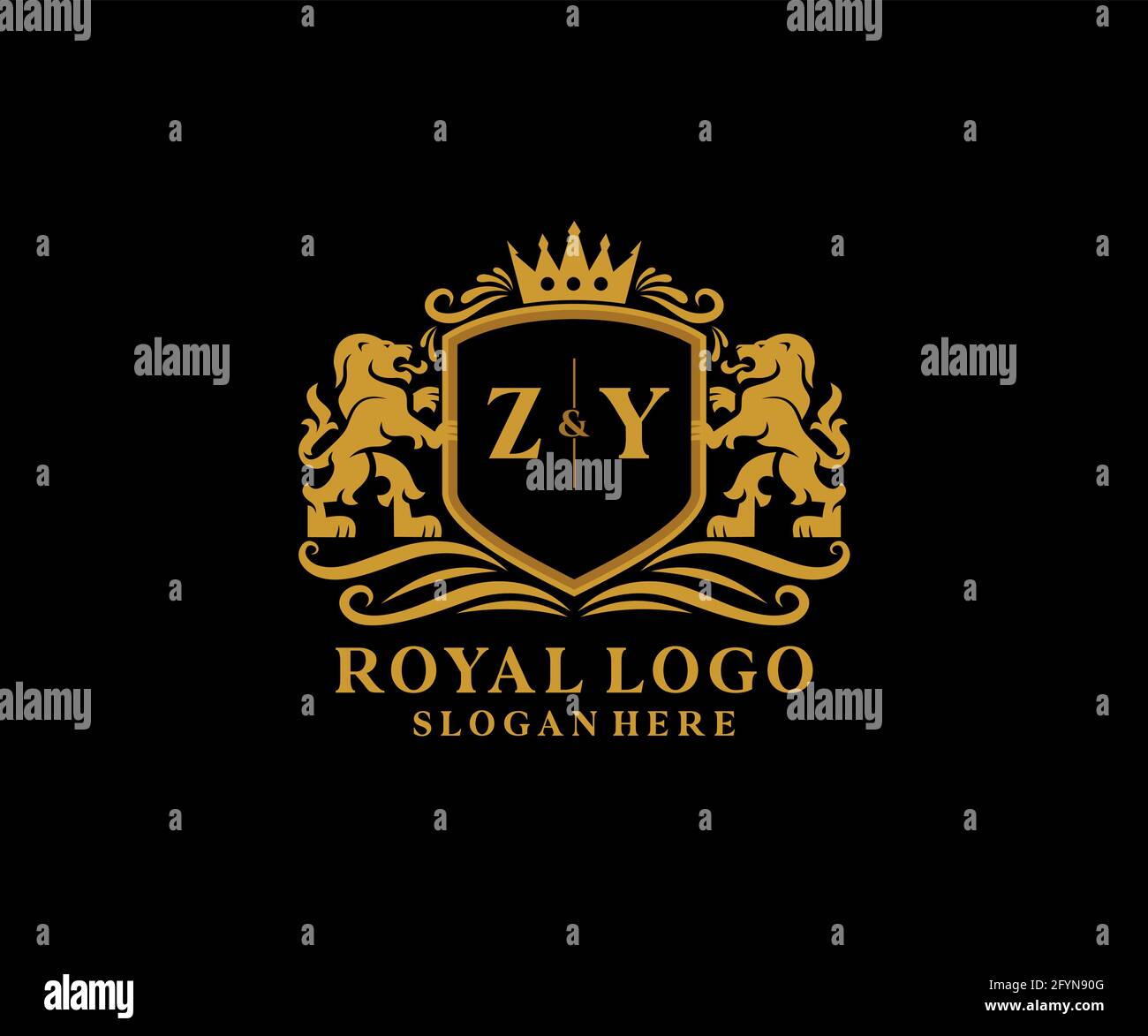 ZY Letter Lion Royal Luxury Logo template in vector art for Restaurant ...