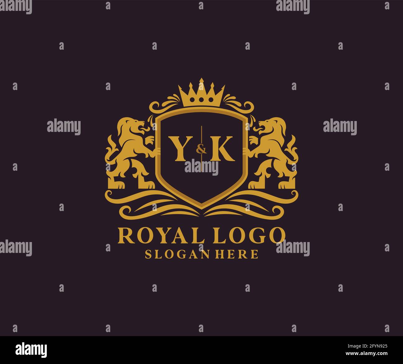 YK Letter Lion Royal Luxury Logo template in vector art for Restaurant ...