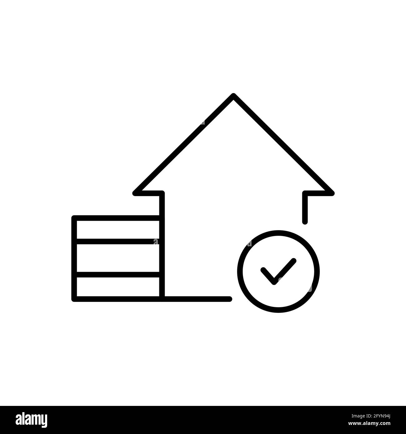 House with check mark icon. Accept house outline symbol. Mortgage linear sign. Vector isolated Stock Vector