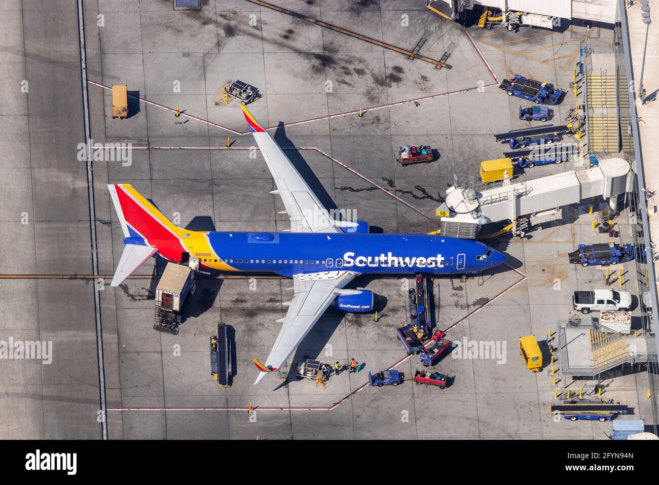 LAX Air to Air Southwest Airlines Stock Photo