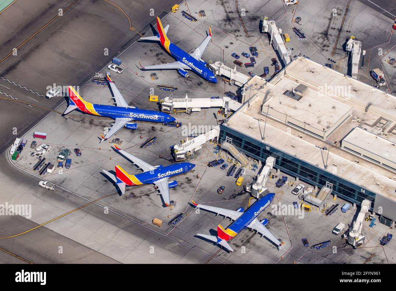 LAX Air to Air Southwest Airlines Stock Photo