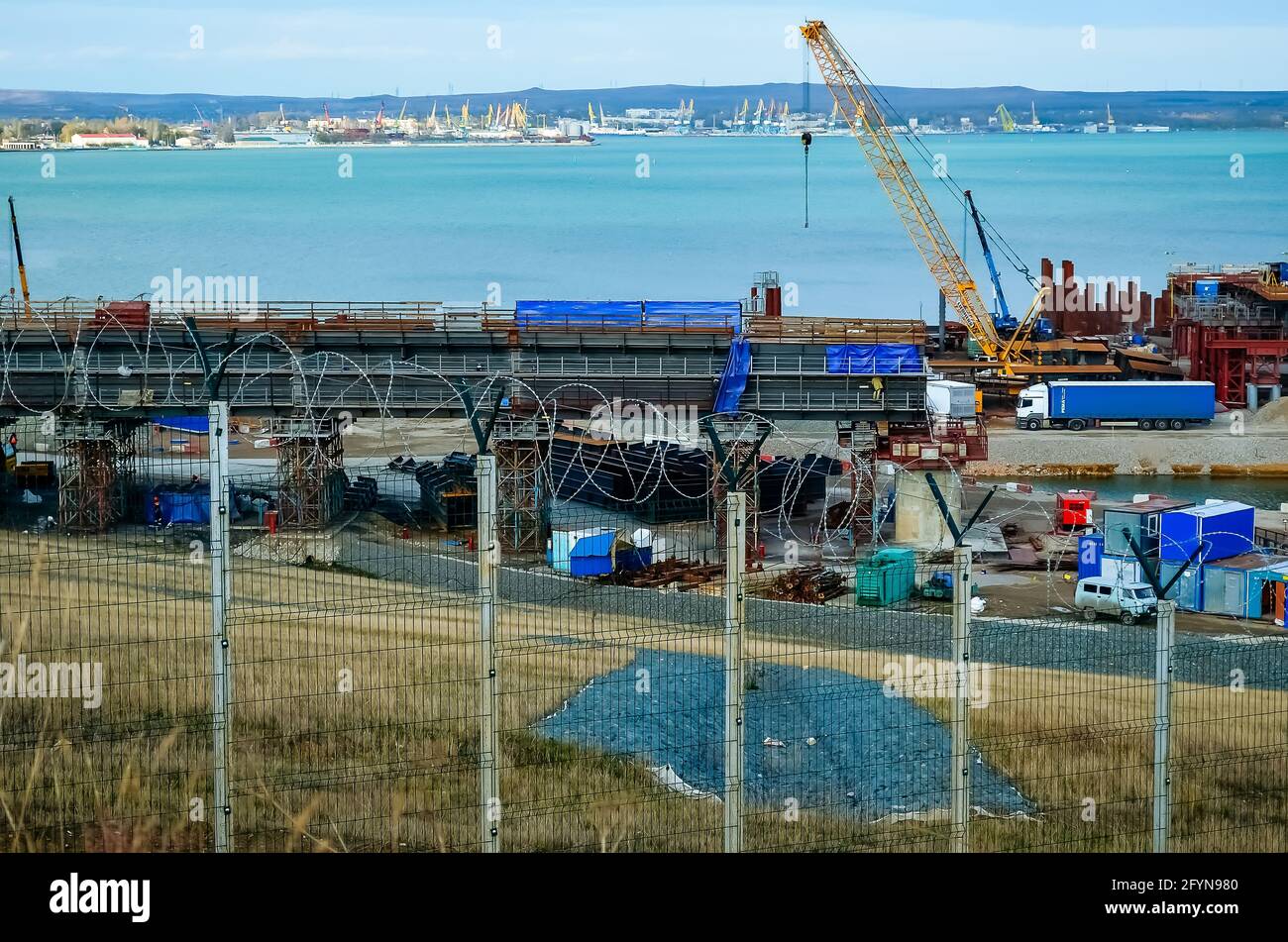 Kerch, Russia 18 August 2017 Bridge under construction as part of