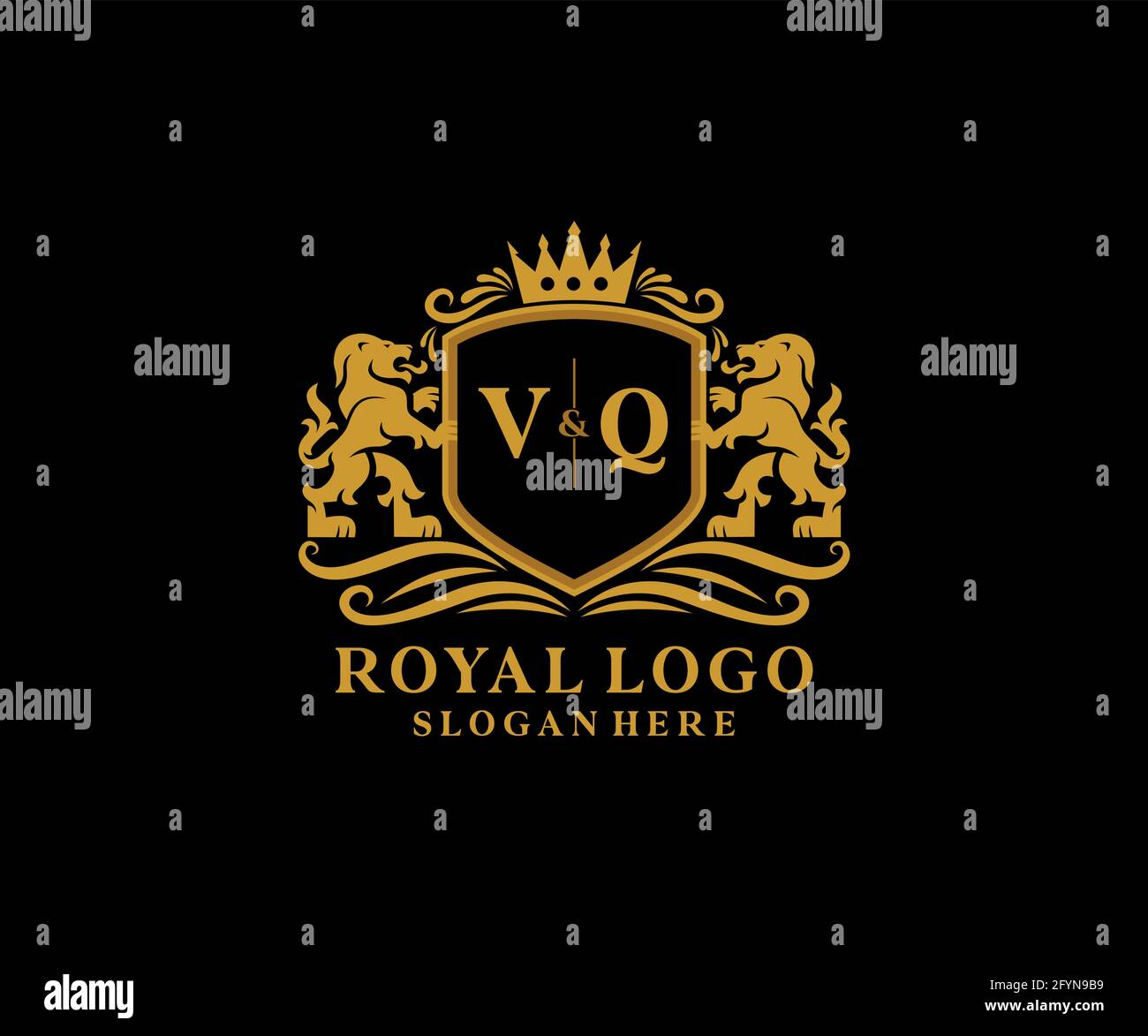 VQ Letter Lion Royal Luxury Logo template in vector art for Restaurant ...