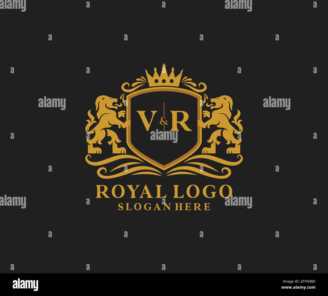 VR Letter Lion Royal Luxury Logo template in vector art for Restaurant ...
