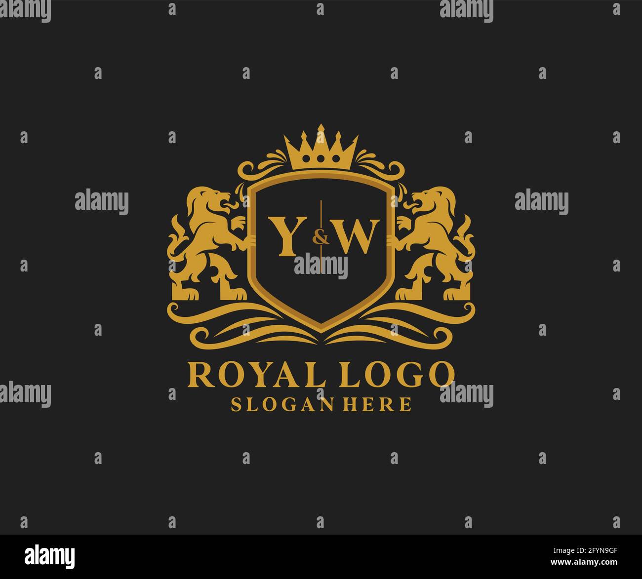 YW Letter Lion Royal Luxury Logo template in vector art for Restaurant ...