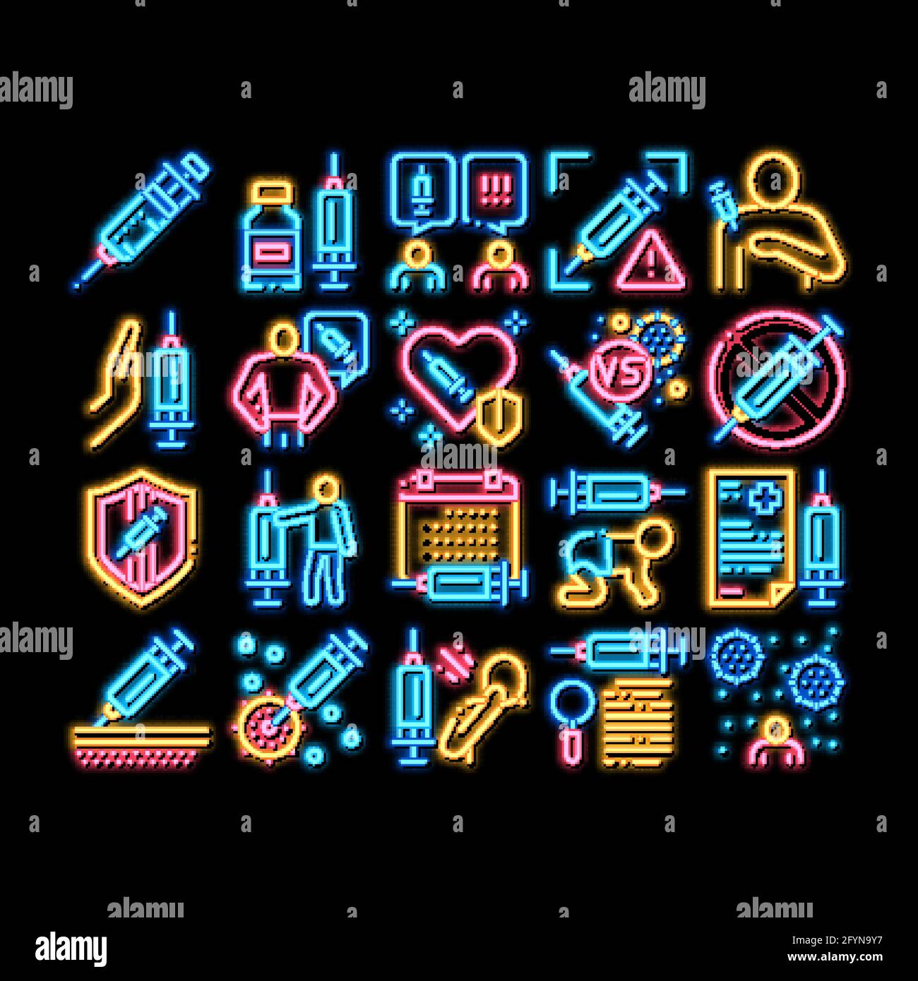 Vaccination Syringe neon glow icon illustration Stock Vector Image ...