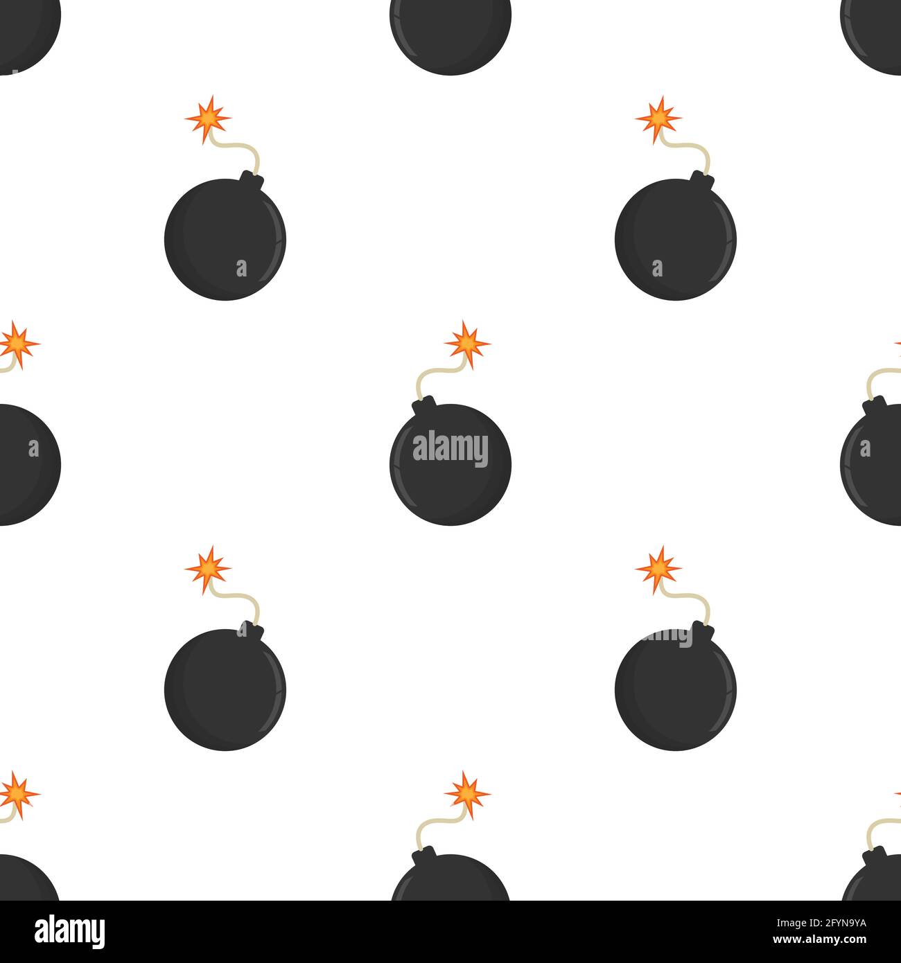 Bomb seamless pattern. Boom symbol pattern. Dynamite sign Stock Vector