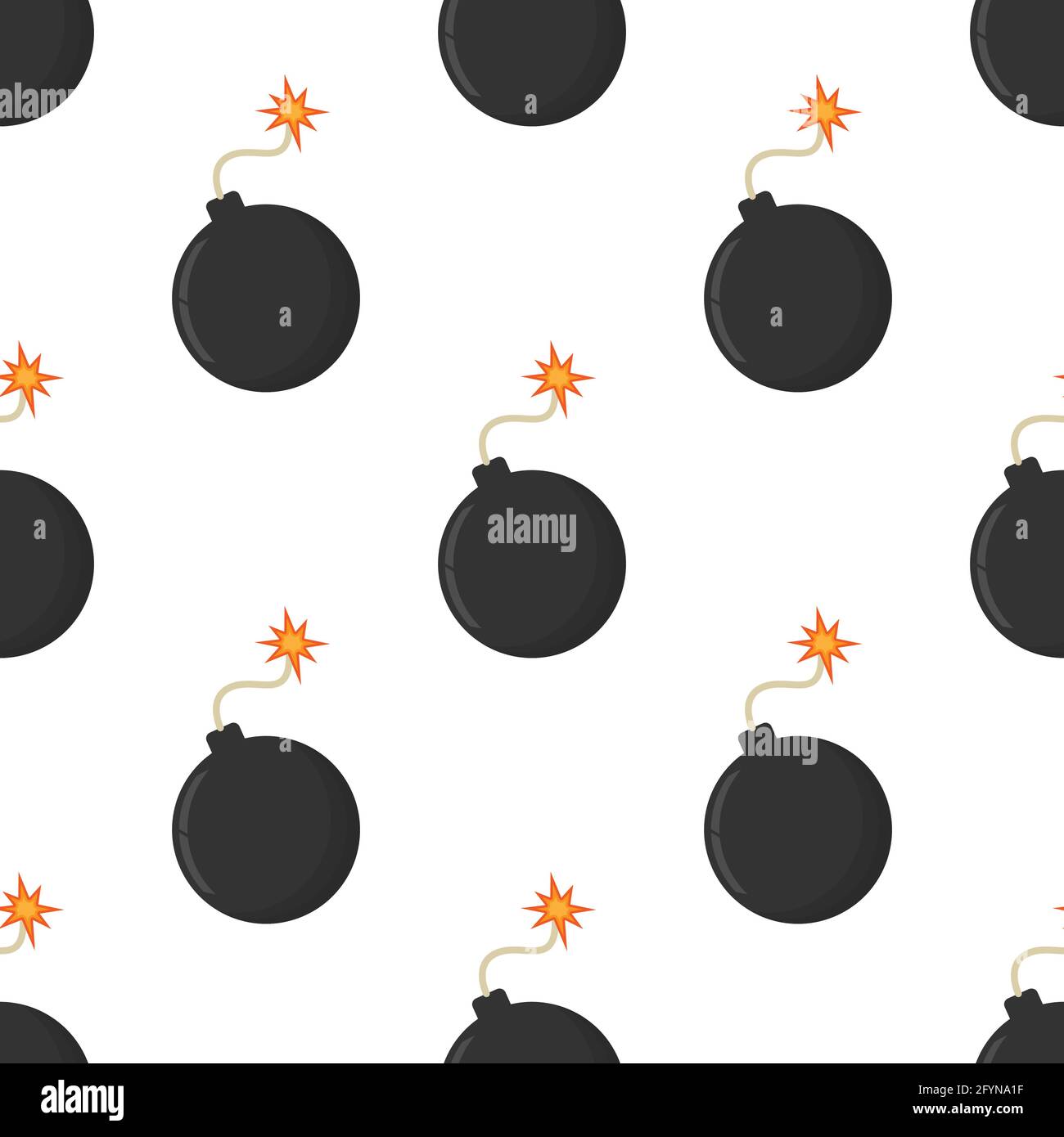 Bomb seamless pattern. Boom symbol pattern. Dynamite sign Stock Vector