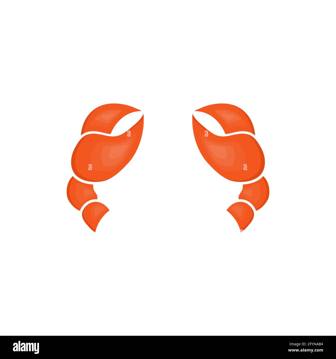 Crab claws. Cute seafood symbol. Vector illustration isolated on white