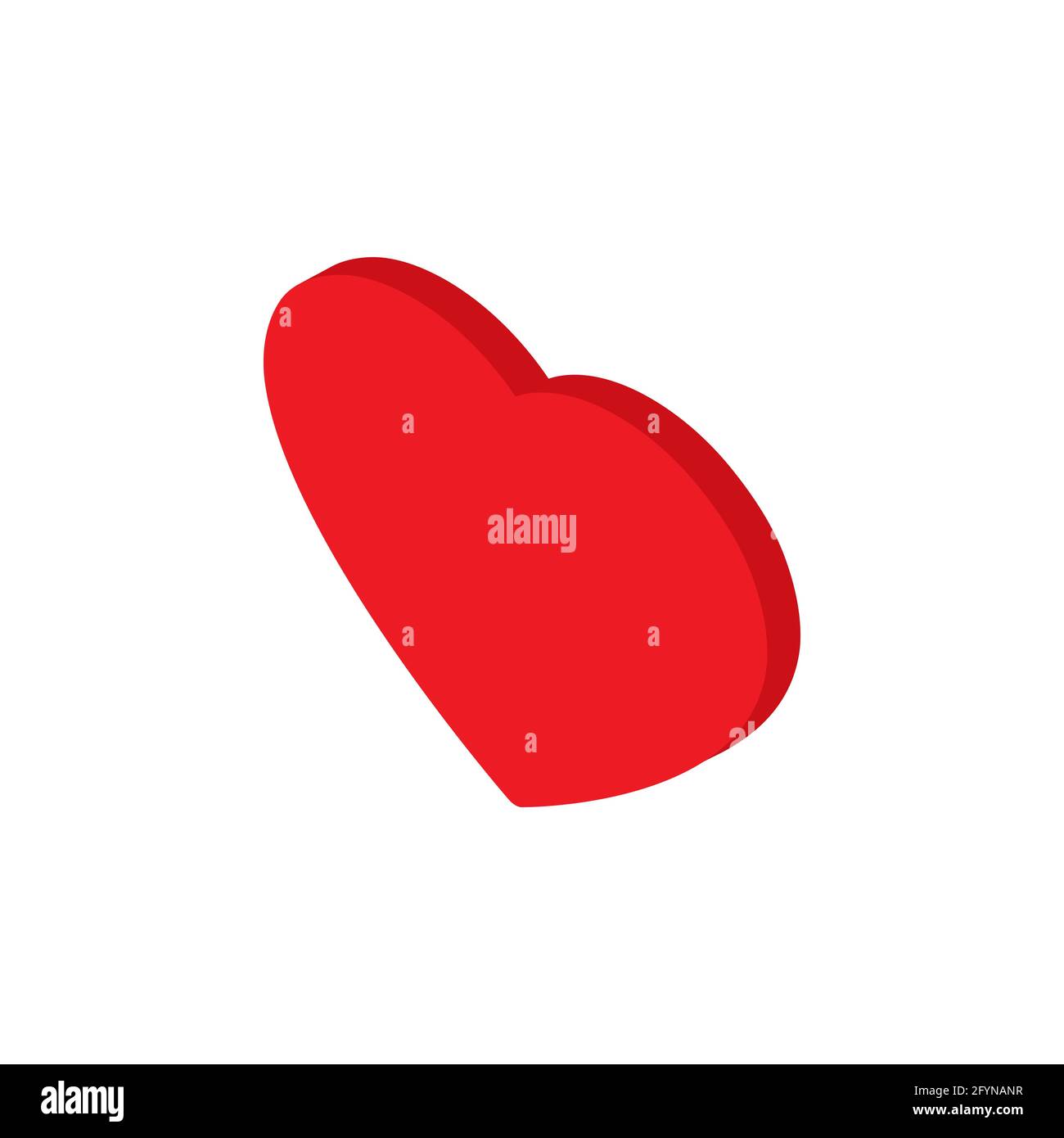 Red heart isometric icon. Cute flat love symbol. Vector isolated on ...
