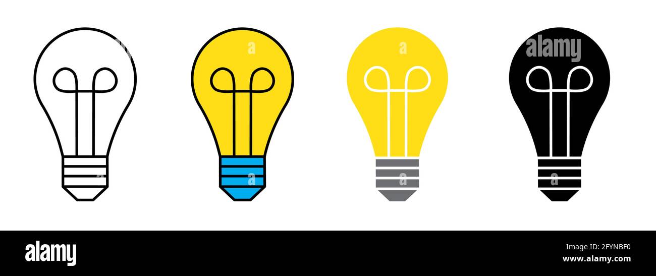 Simple Bulb Icon Set Isolated on White. Vector Illustration Stock ...