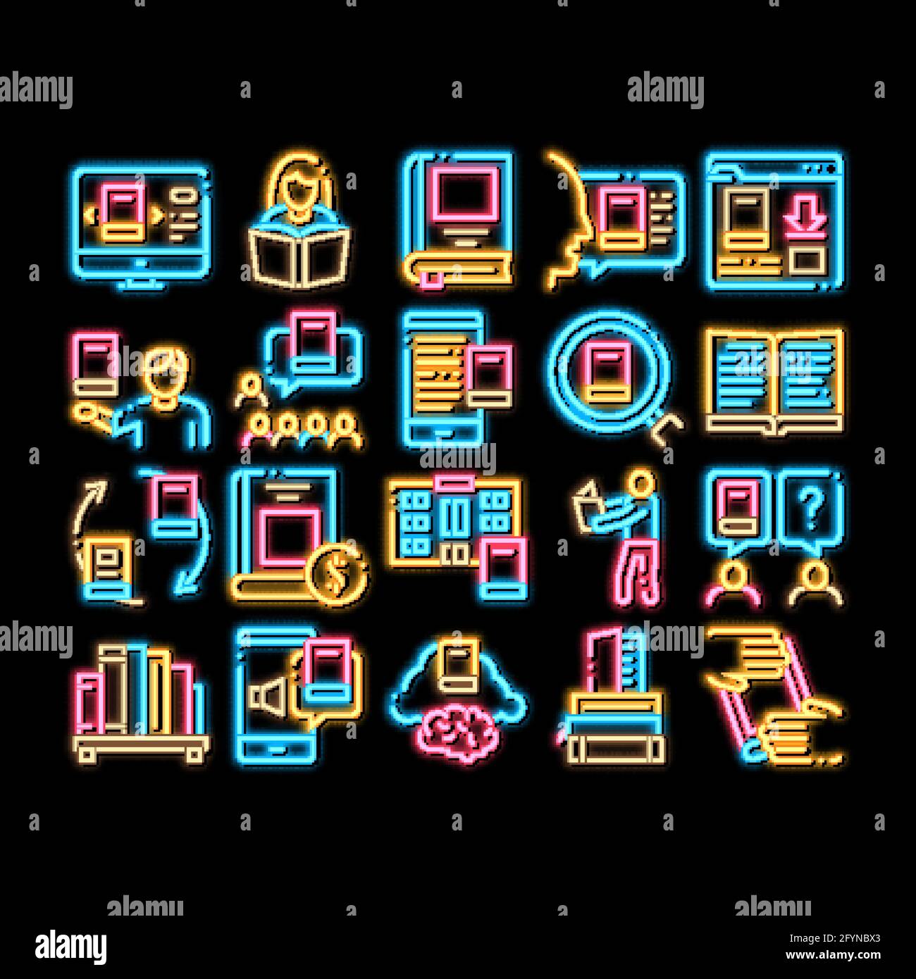 Reading Library Book neon glow icon illustration Stock Vector Image ...