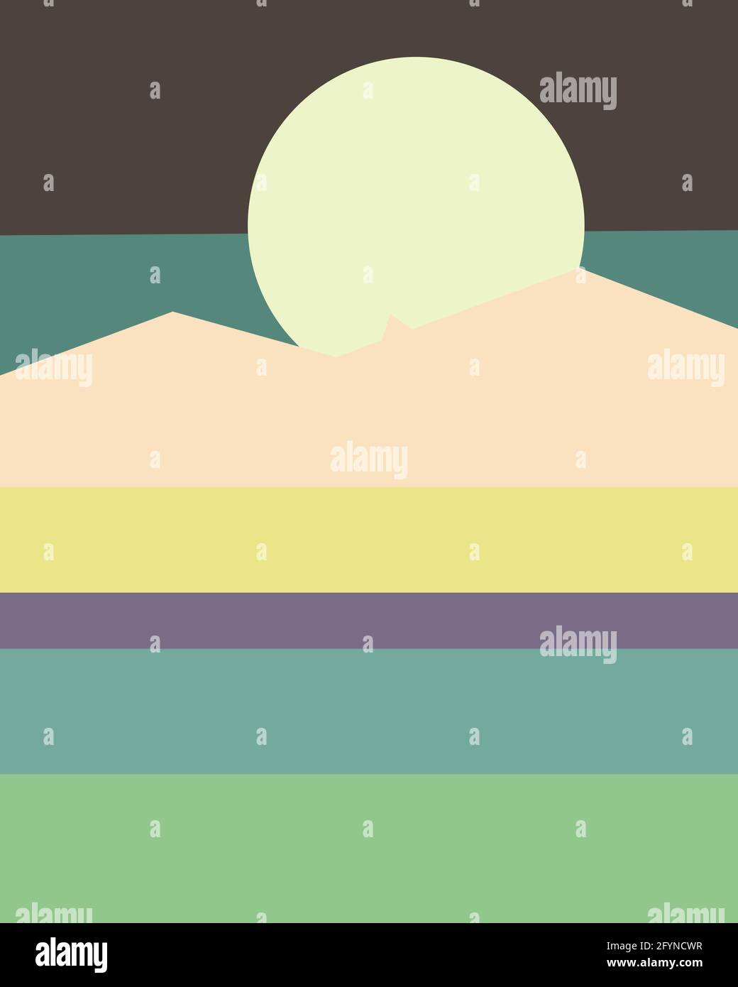 Geometric landscape silhouette generative art poster illustration Stock