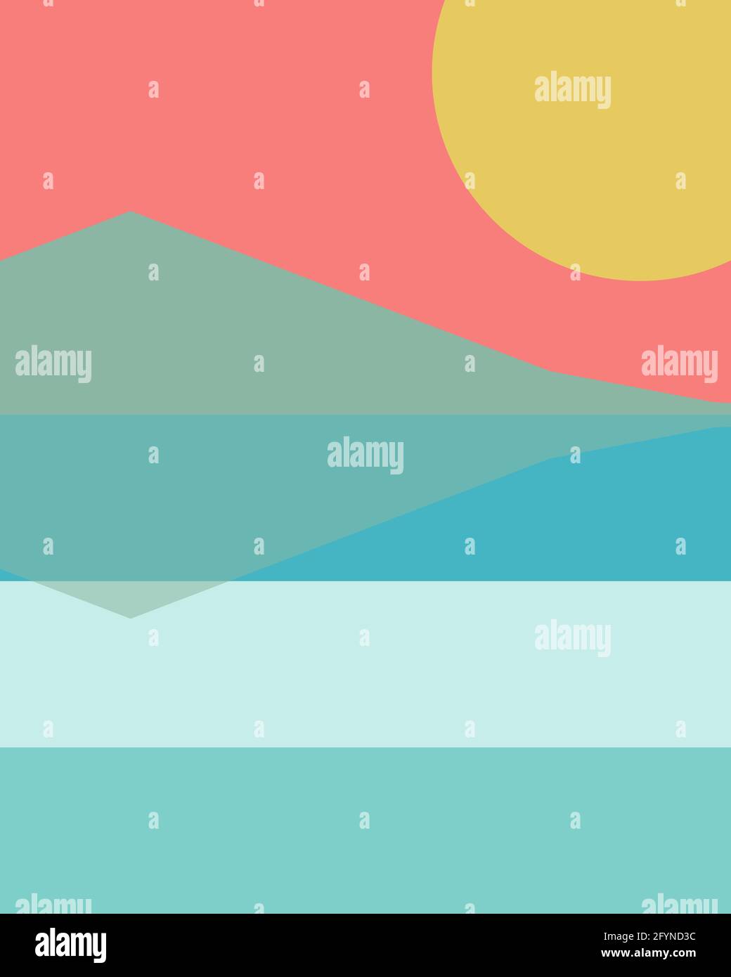 Geometric landscape silhouette generative art poster illustration Stock