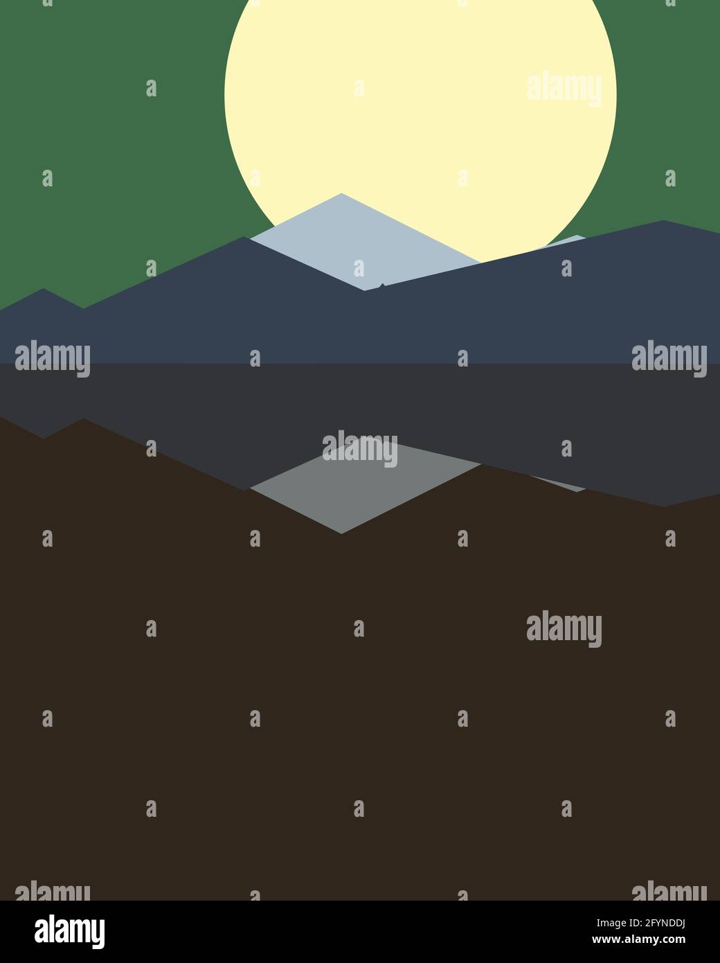 Geometric landscape silhouette generative art poster illustration Stock