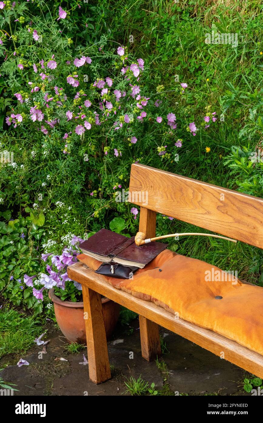 Bilbo Baggin's hobbit hole in Hobbiton village from the movies The Hobbit and Lord of the Rings, New Zealand Stock Photo