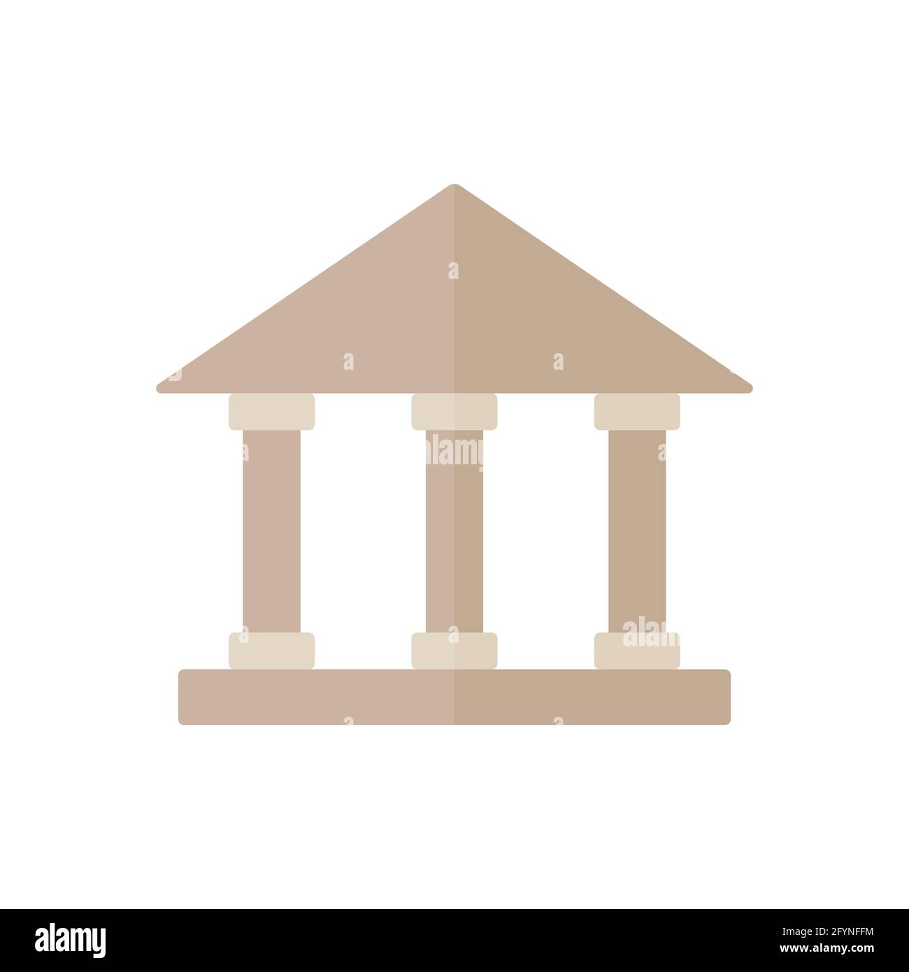 Building with columns. Bank brown icon. University colorful symbol. Ancient Greek culture sign Stock Vector