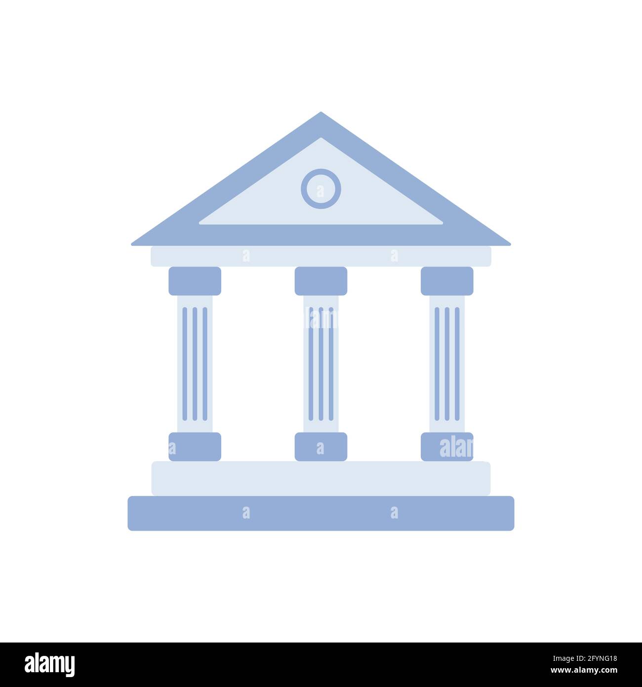 Building with columns. Bank brown icon. University colorful symbol. Ancient Greek culture sign Stock Vector