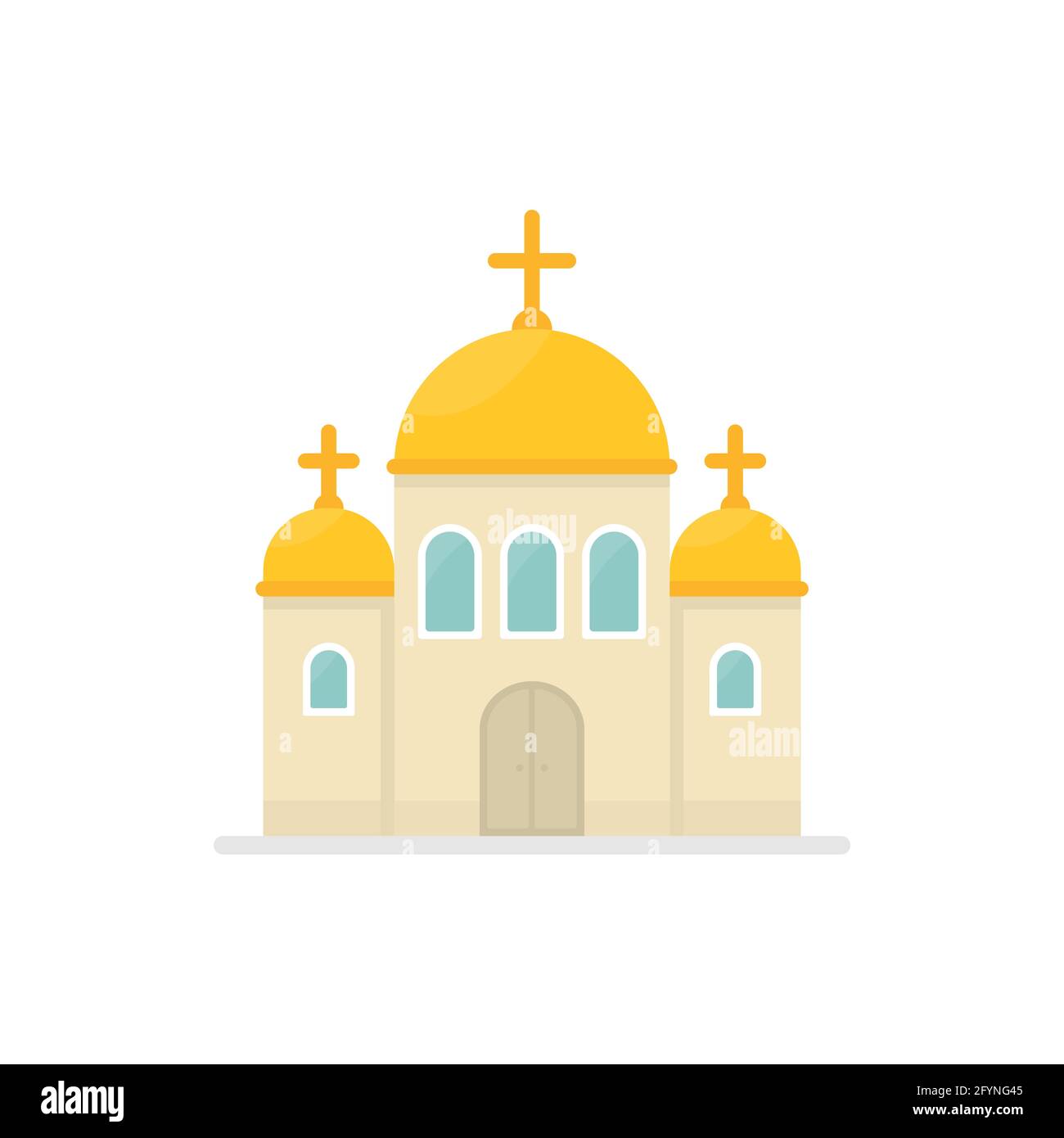Church flat icon. Church colorful symbol. Holy place building. Religion concept. Vector isolated on white Stock Vector
