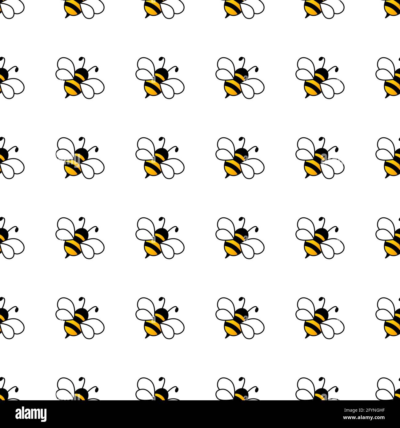 Cartoon bees seamless pattern. Bee flying on white background. Vector ...