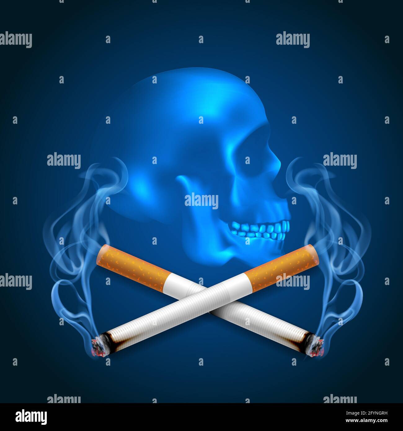 Skull with burning cigarette hi-res stock photography and images - Alamy