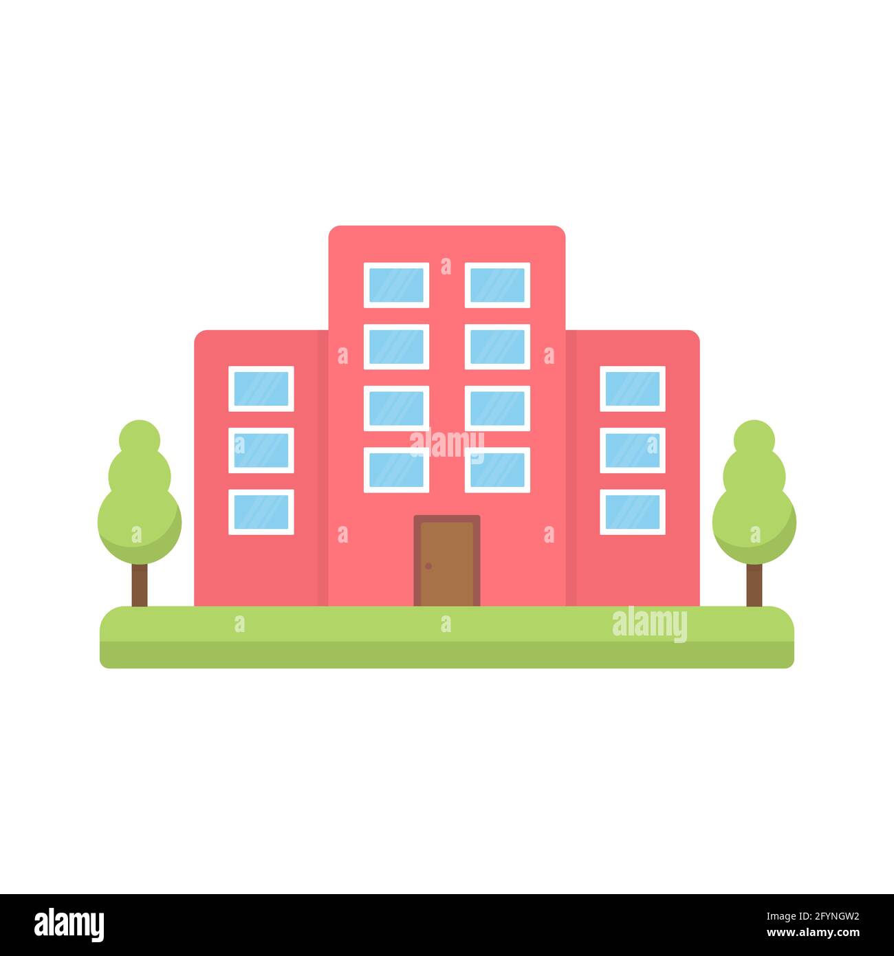 Building flat icon. Modern house and real estate symbol. Private property sign. Vector isolated on white Stock Vector