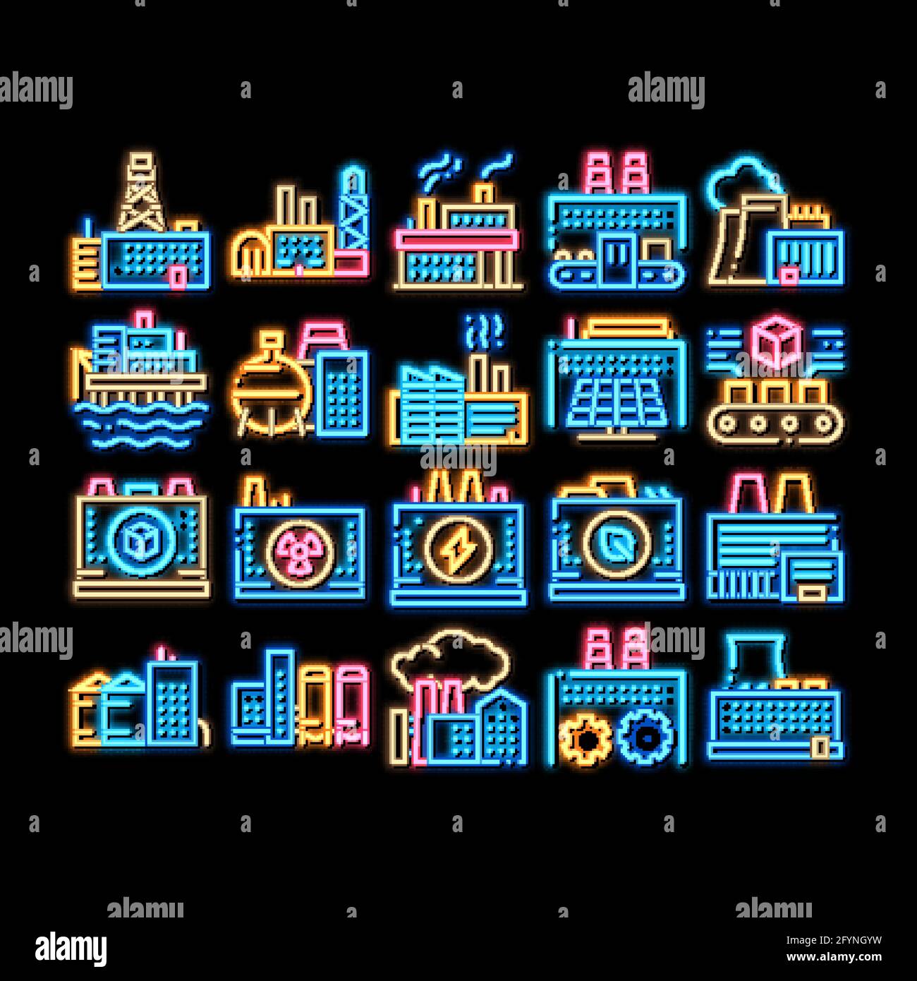 Factory Industrial neon glow icon illustration Stock Vector Image & Art ...