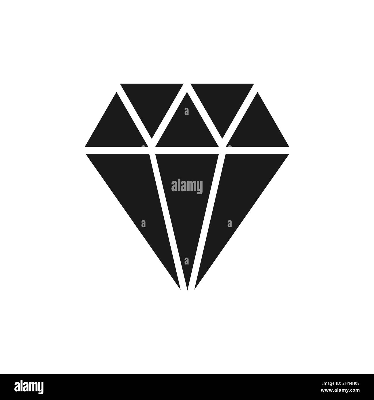 Diamond black icon. Jewelry symbol. Cristal shape sign. Gemstone silhouette Stock Vector