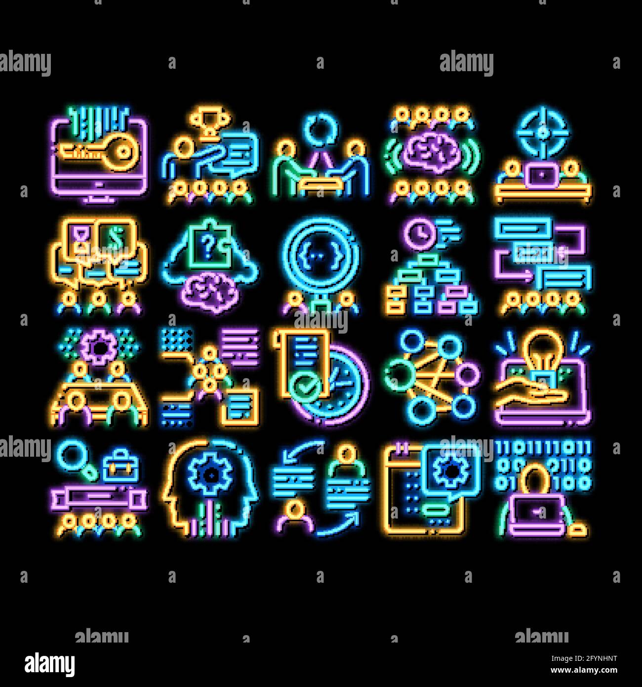 Hackathon Development neon glow icon illustration Stock Vector