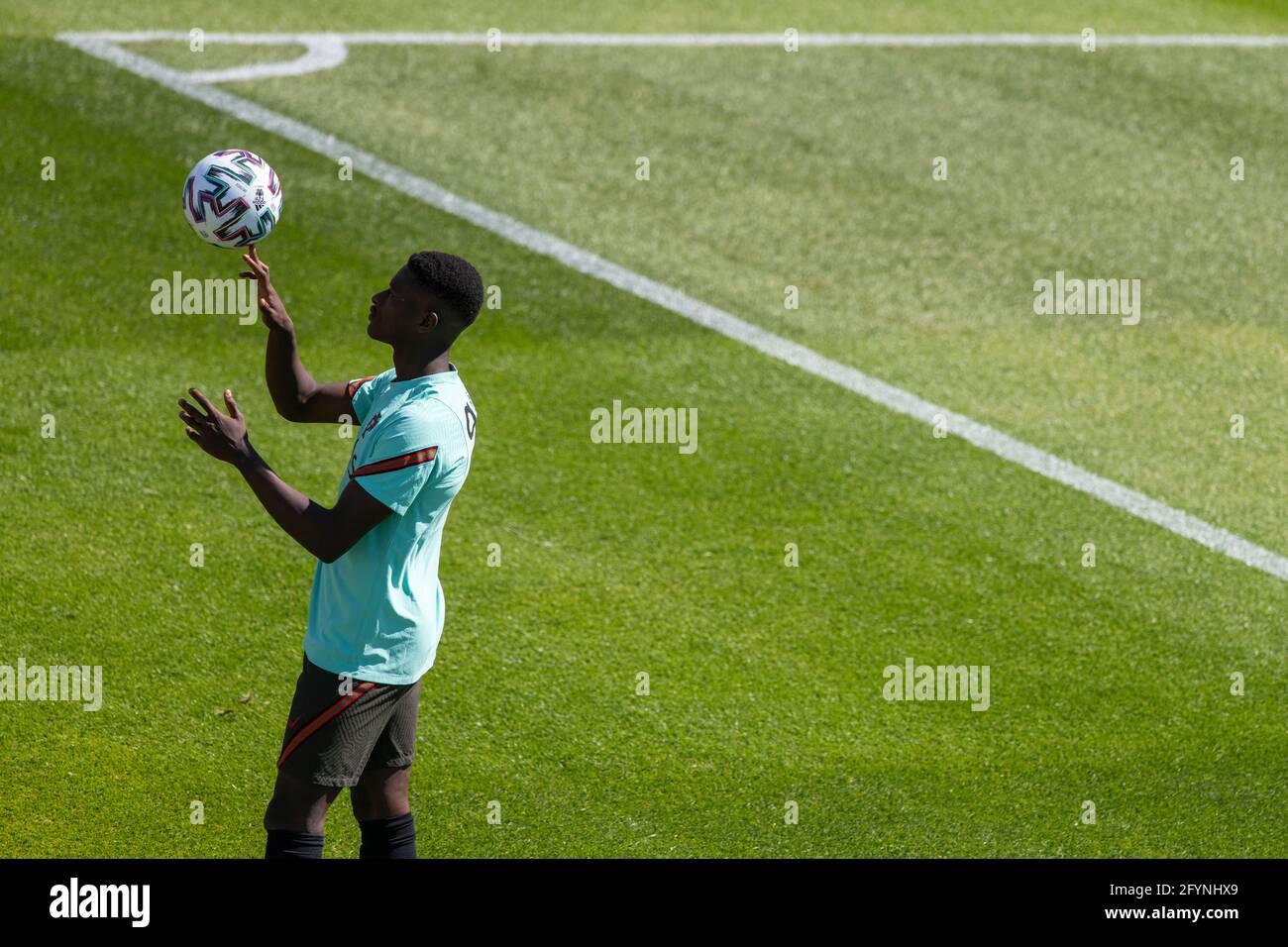 Oeiras Portugal 29th May 2021 Nuno Mendes Of Portugal Seen In Action During The Training Session At Cidade Do Futebol Training Ground In Oeiras Portugal Football Team Trains Before Competing In The European