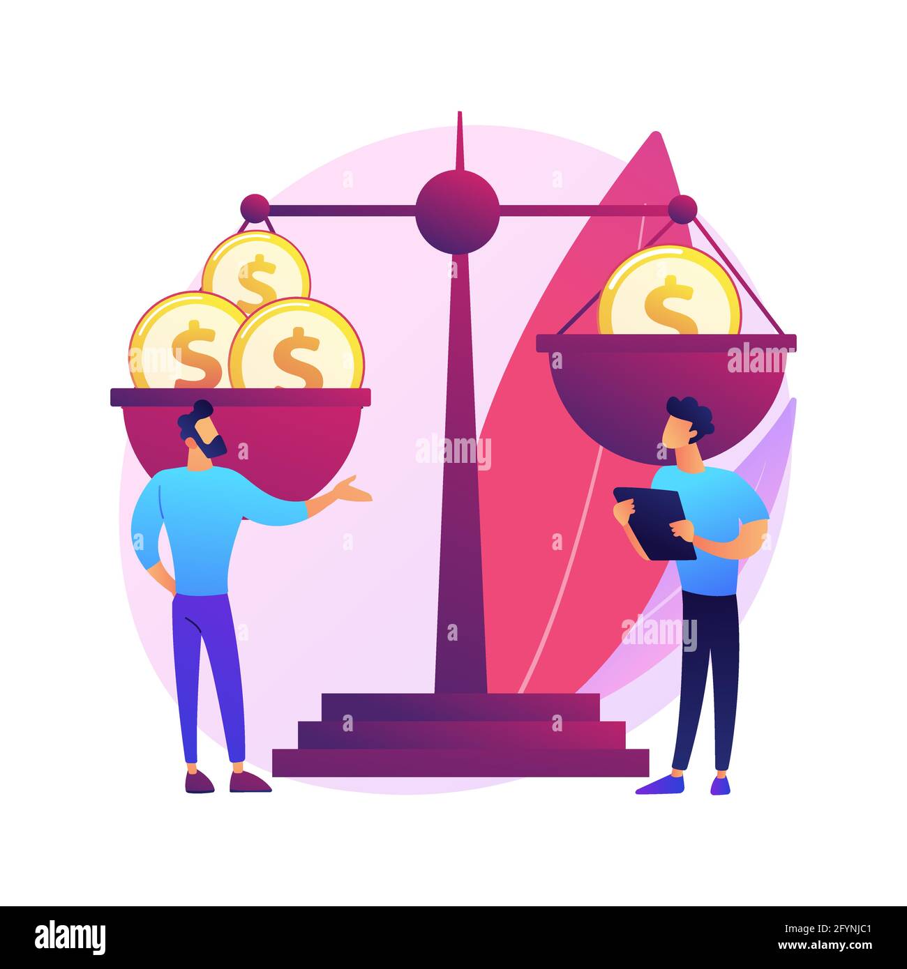 Income inequality abstract concept vector illustration. Country income distribution, financial gender discrimination, social economic inequality, gini Stock Vector